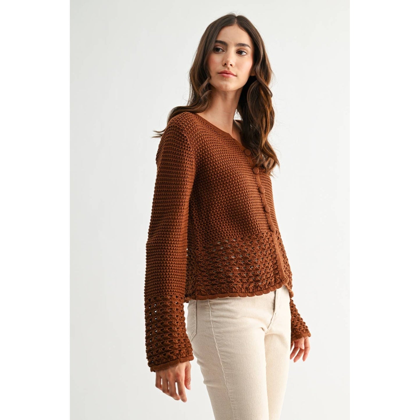 Brown Crochet Cardigan