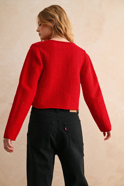 Tie Front Cardigan | Red