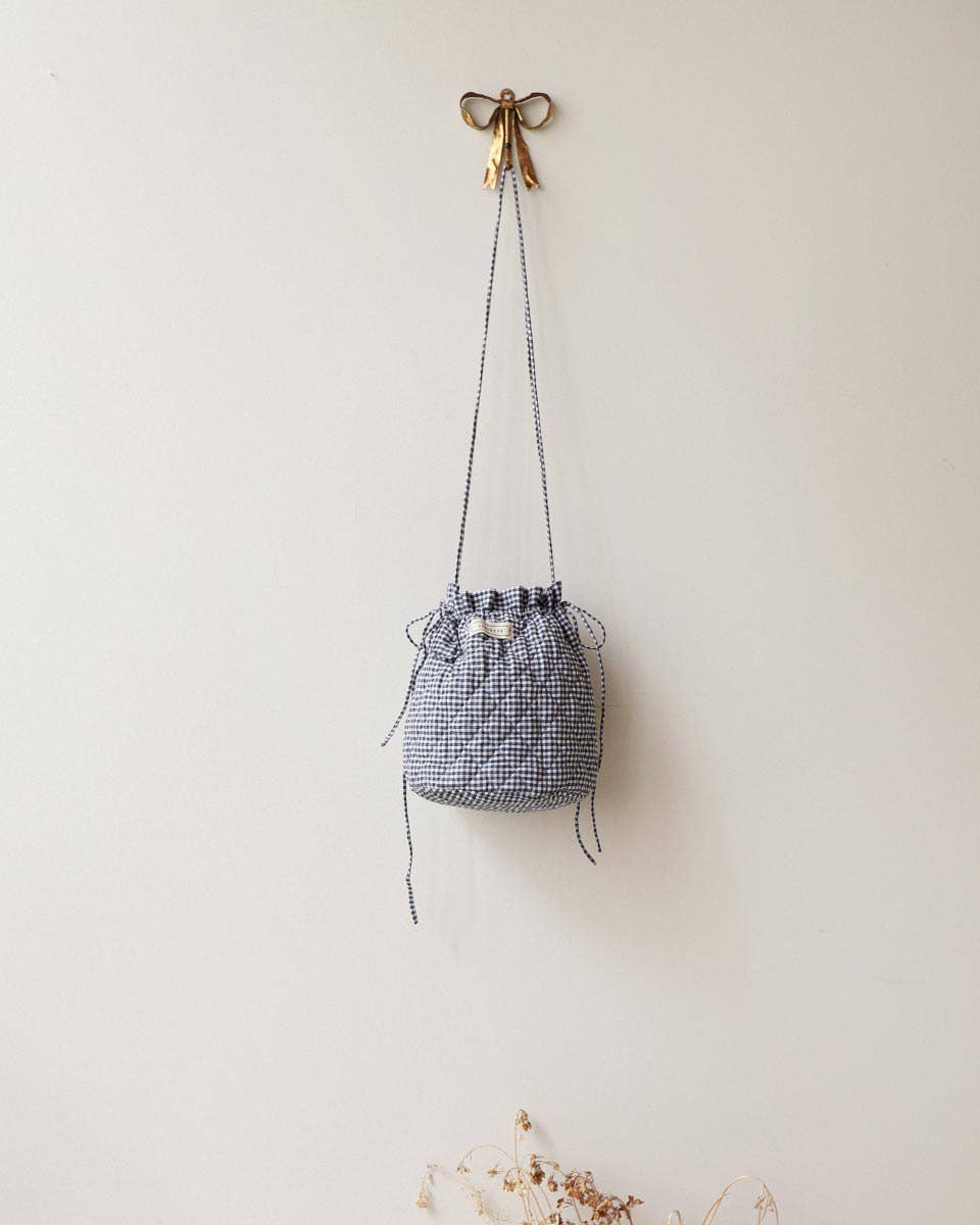 Quilted Cotton Blue Gingham Crossbody Bag - Panier Bag