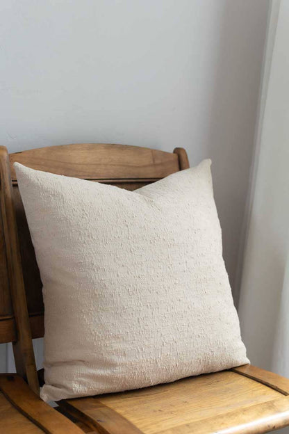 Woven Pillow in Textured Beige: 20 x 20
