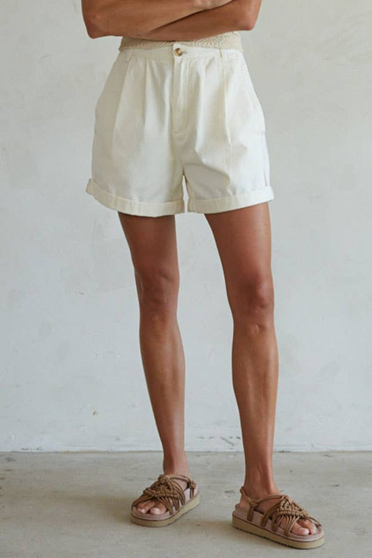 Pleated Shorts | Cream