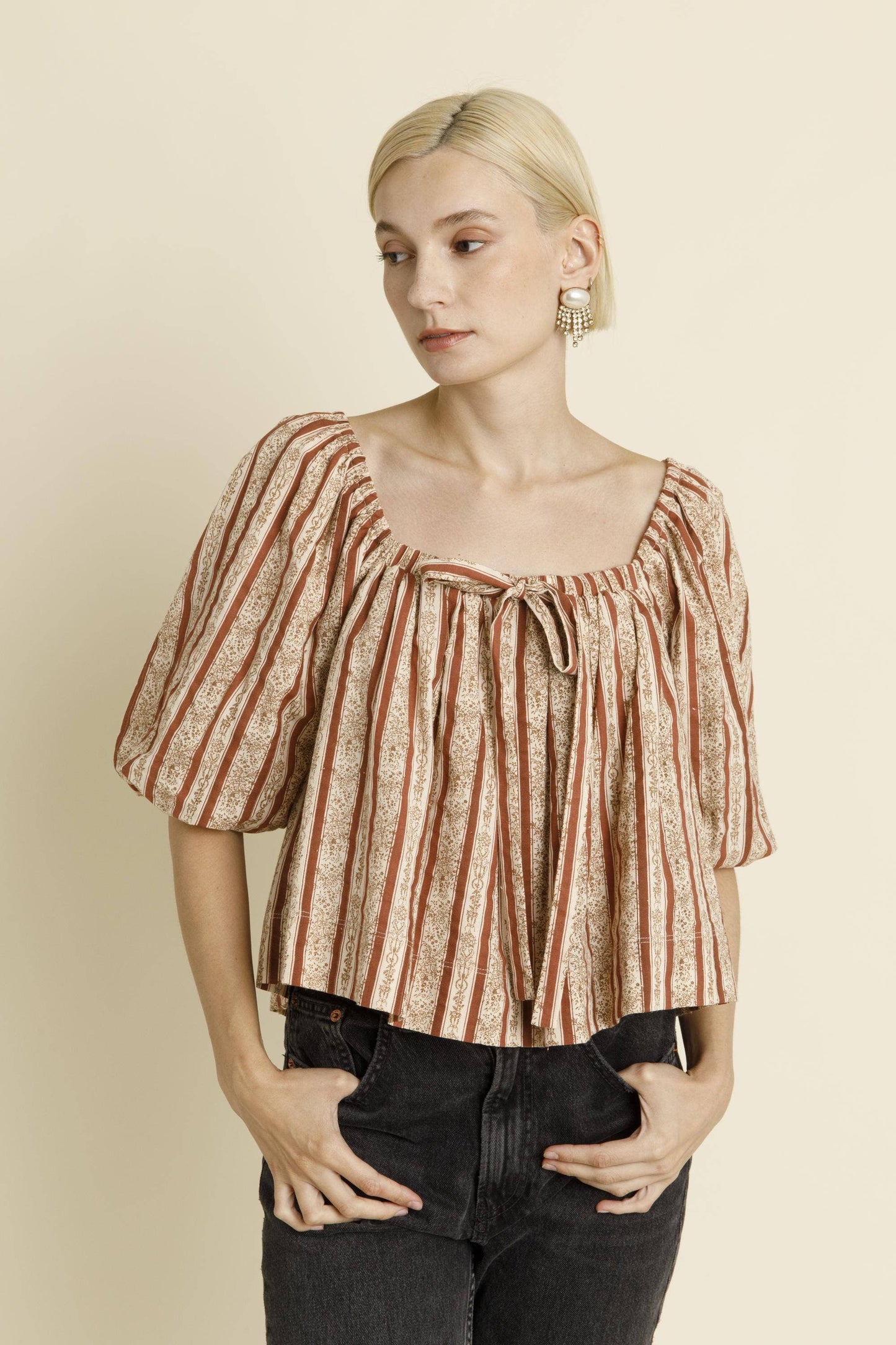 Striped Peasant Top
