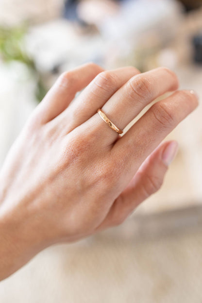 Thick Hammered Stacking Ring in Gold Filled: 6