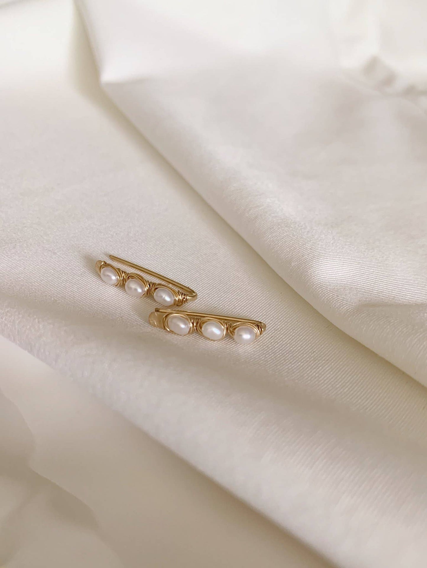 Pearl Bar Climbers: 14k Gold Filled