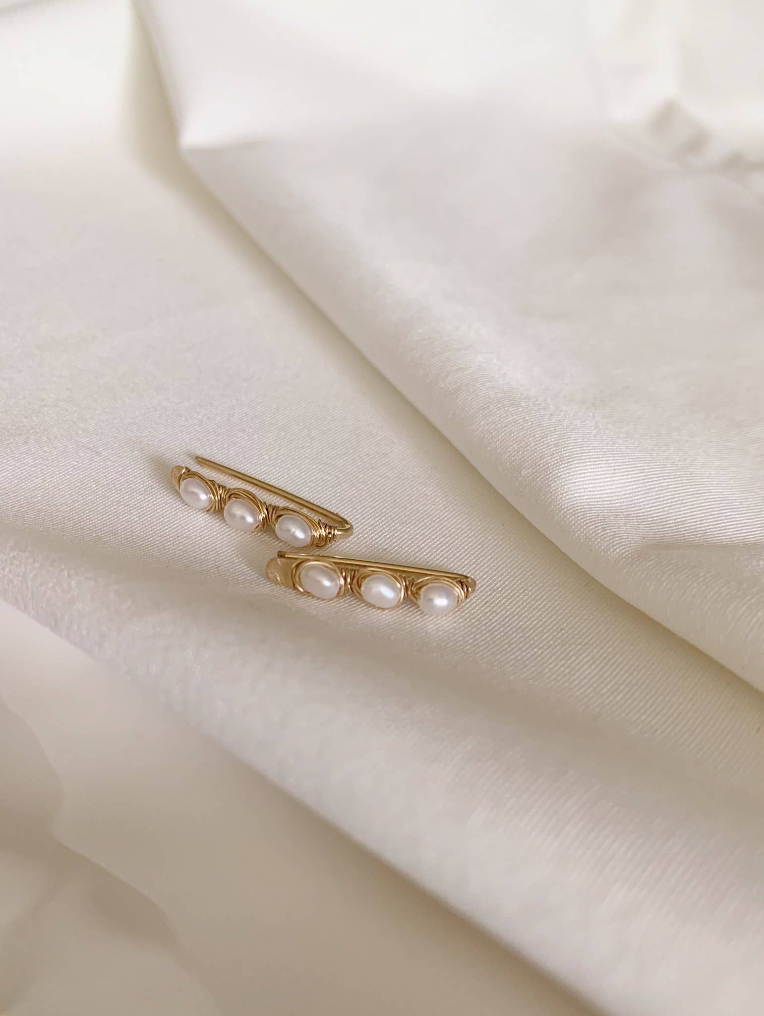 Pearl Bar Climbers: 14k Gold Filled