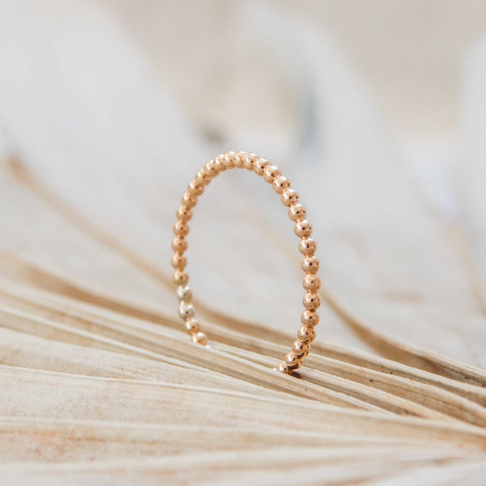 Beaded Stacking Ring - Waterproof, Hypoallergenic, Dainty: 7 / Gold