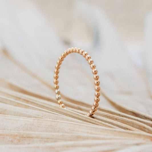 Beaded Stacking Ring - Waterproof, Hypoallergenic, Dainty: 8 / Gold