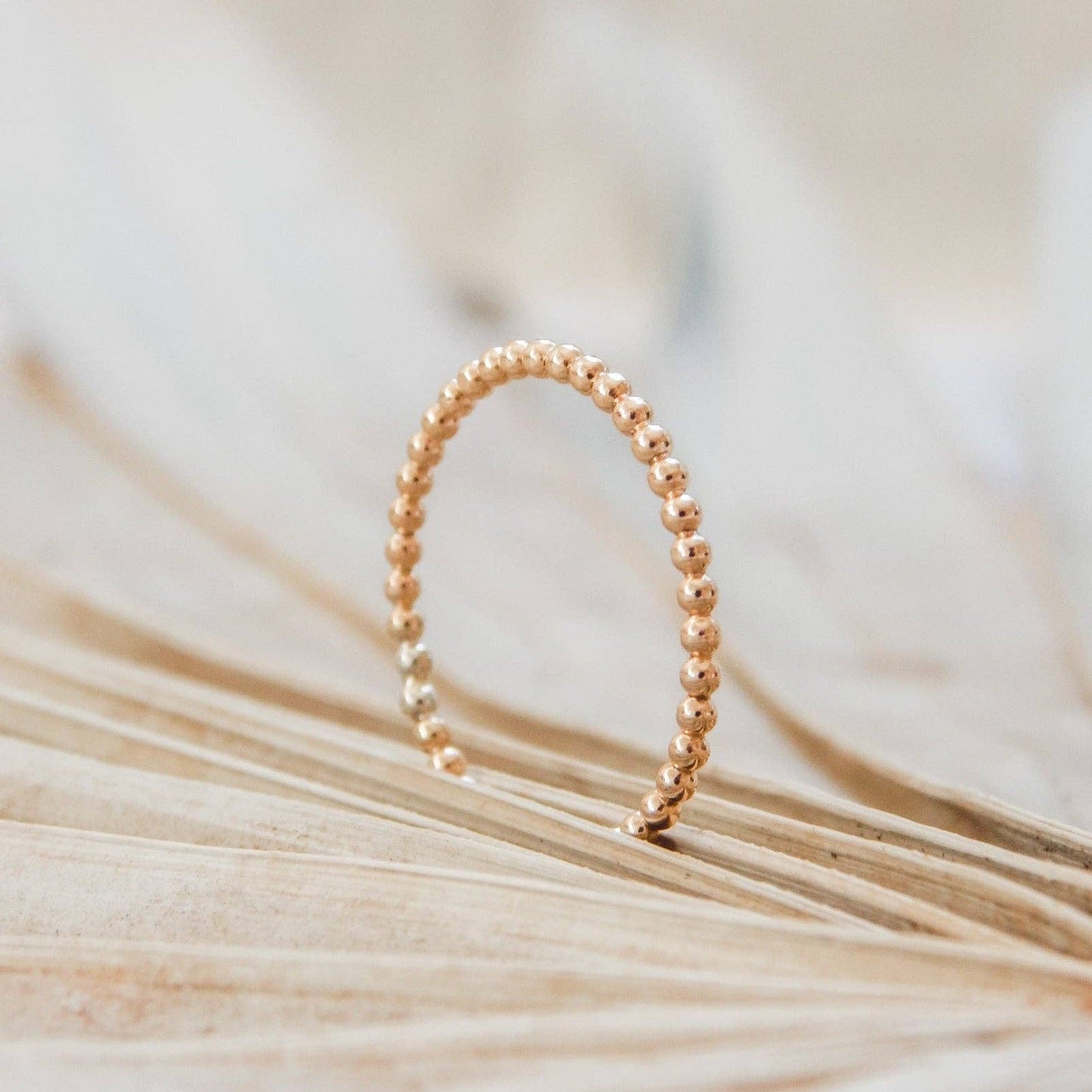 Beaded Stacking Ring - Waterproof, Hypoallergenic, Dainty: Gold / 9