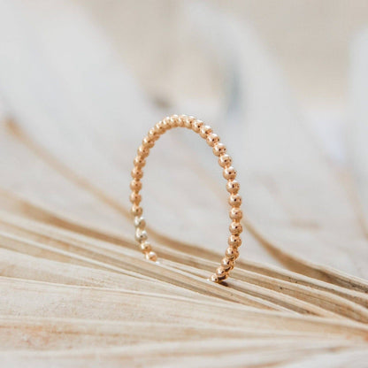 Beaded Stacking Ring - Waterproof, Hypoallergenic, Dainty: Gold / 9