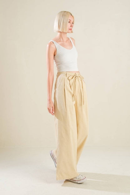 A solid woven pant - FP1296: Beige / Contemporary / M