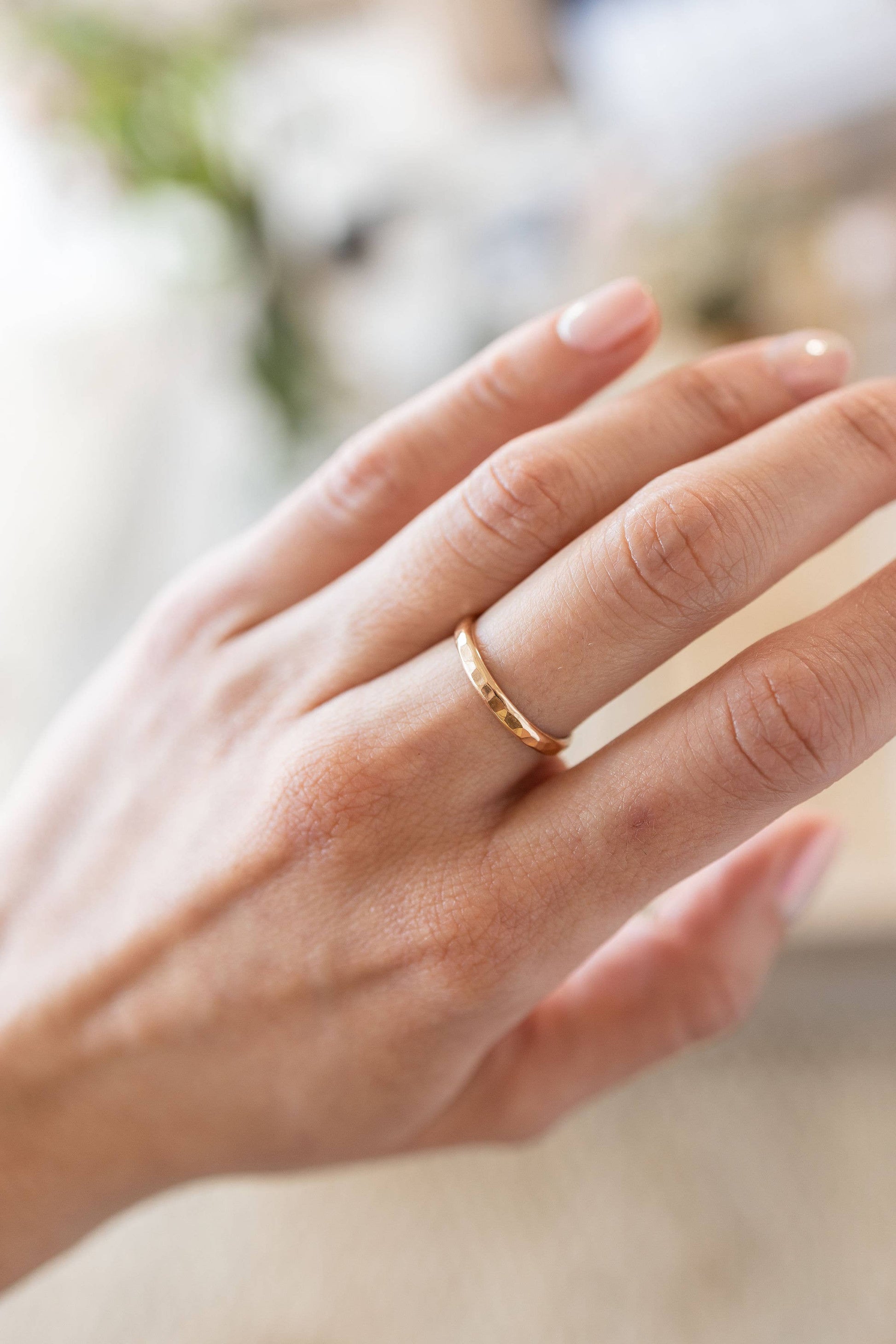 Thick Hammered Stacking Ring in Gold Filled: 6
