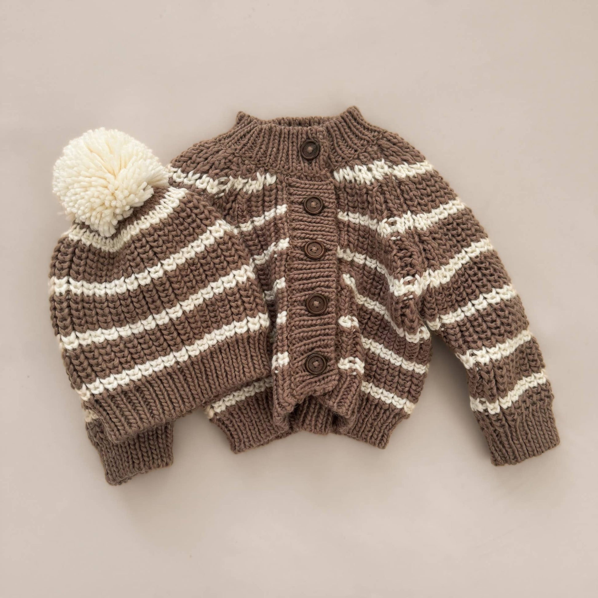 Rib Knit Stripe Cardigan, Tan | Baby & Kid Sweater: S; 12-24M