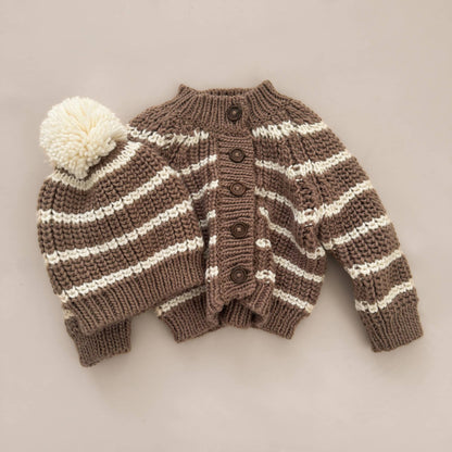 Rib Knit Stripe Cardigan, Tan | Baby & Kid Sweater: XS; 6-12M