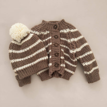 Rib Knit Stripe Cardigan, Tan | Baby & Kid Sweater: M; 2-3Y