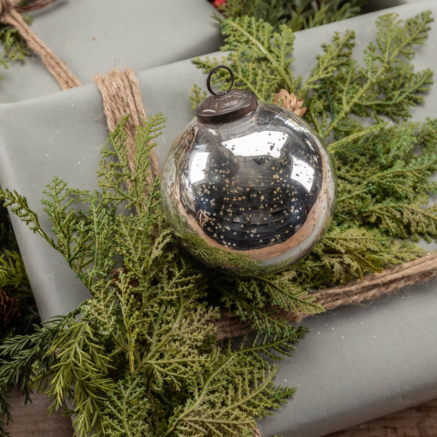 4" Silver Aged Ornament