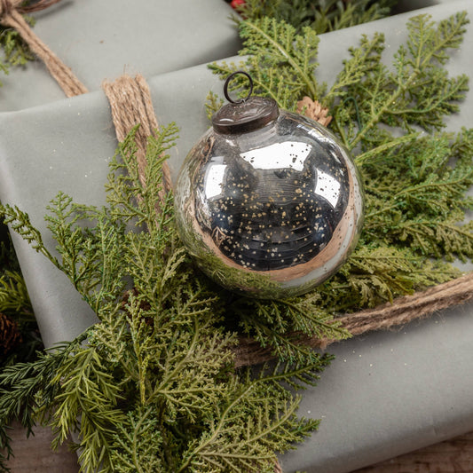 4" Silver Aged Ornament