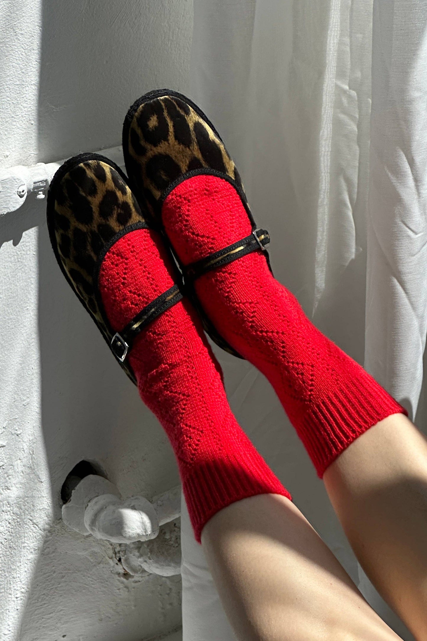 Cashmere Pointelle Socks | Red
