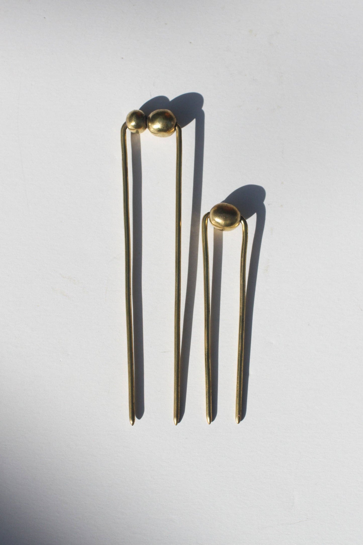 Raw Brass Bead Hair Pin | Full 5"