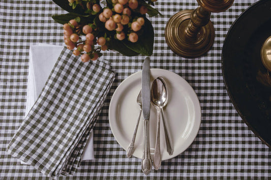 Linen Dinner Napkin | Olive Gingham