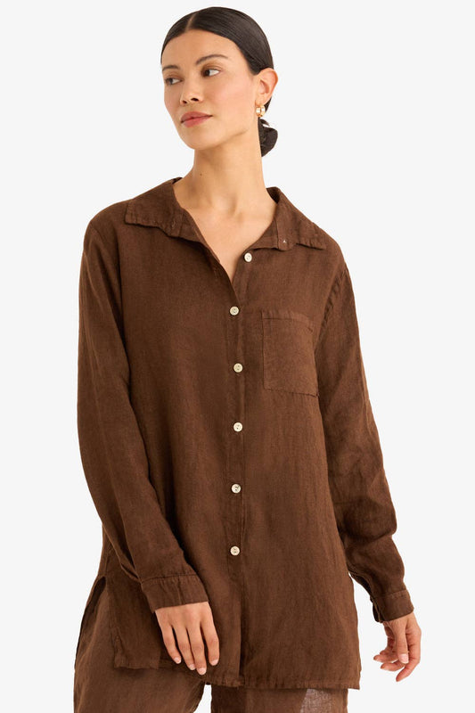 The Playa Linen Shirt in Cafe: OS