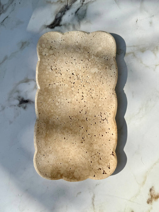 Scalloped Travertine Tray
