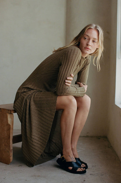 Alma  Knit Sweater Maxi | Brown