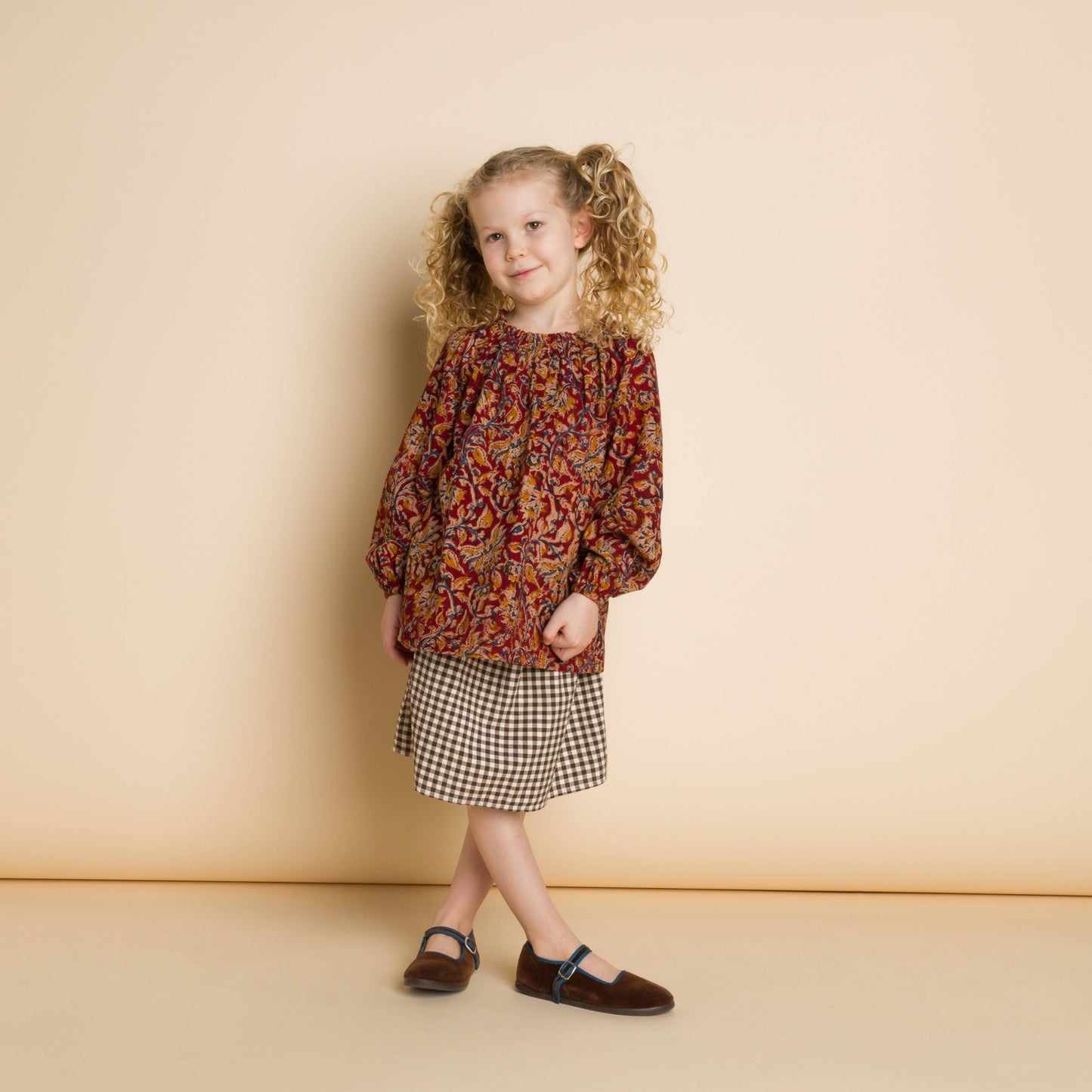 Coral Skirt | Walnut Check: 5-6 Y