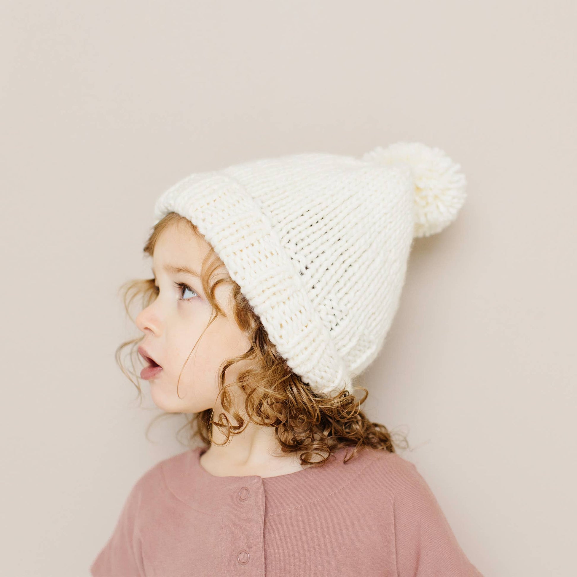 Classic Pom Hat, Cream | Kids Fall Back to School Clothing: XS; 3-6m