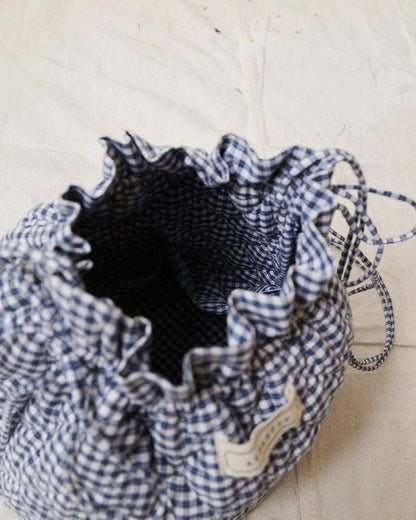 Quilted Cotton Blue Gingham Crossbody Bag - Panier Bag