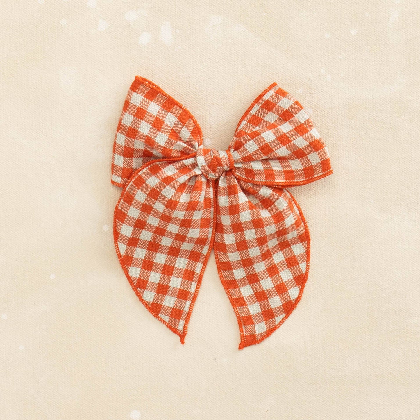 Fleur Red Linen Gingham Bow Clip