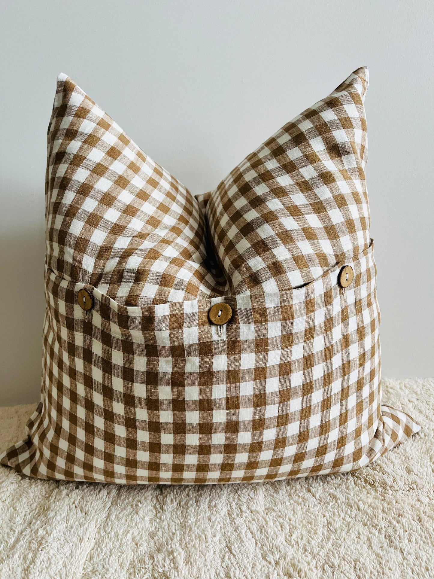 Pure French Linen Pillow | Chocolate Gingham
