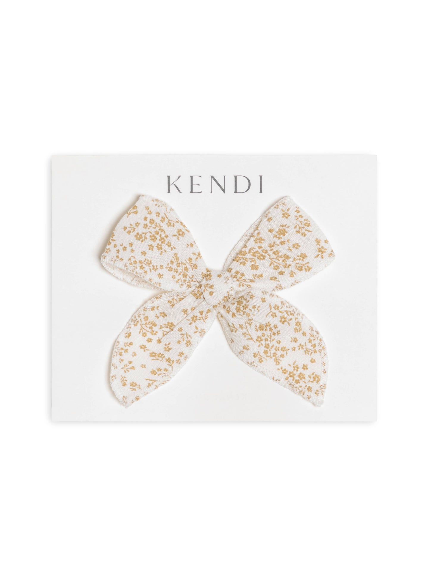 KENDI Baby Linen Bow Clip - Velma Floral / Latte