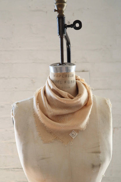 Oatmeal Classic Print Naturally Raw Silk Bandana | (white ink)
