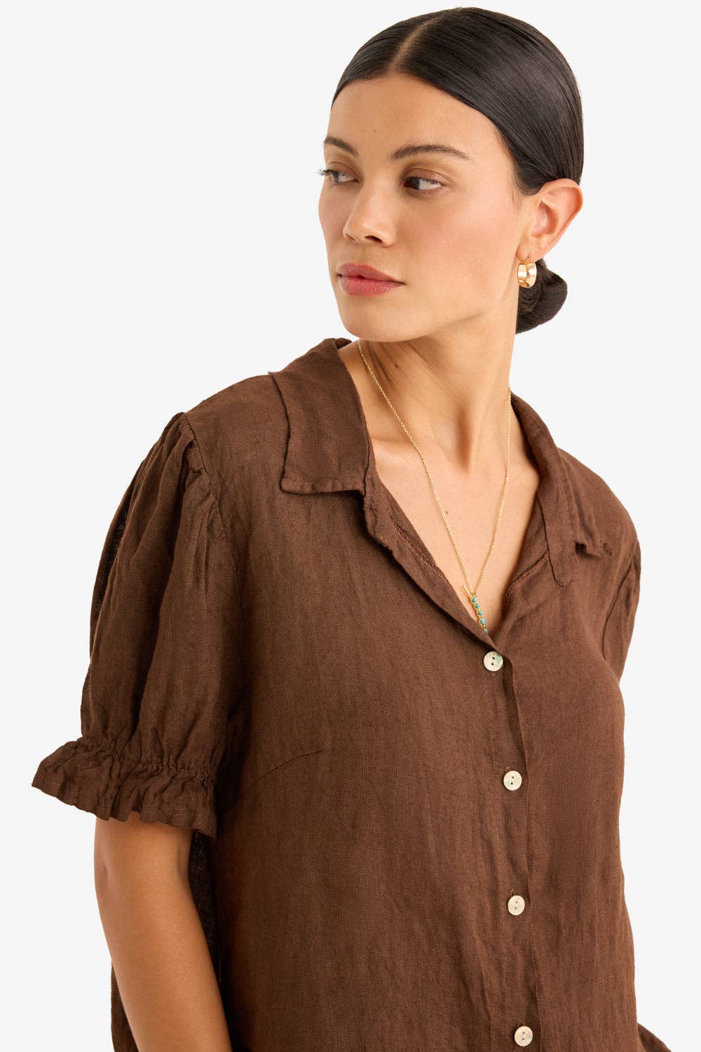 The Isla Linen Shirt in Cafe: OS