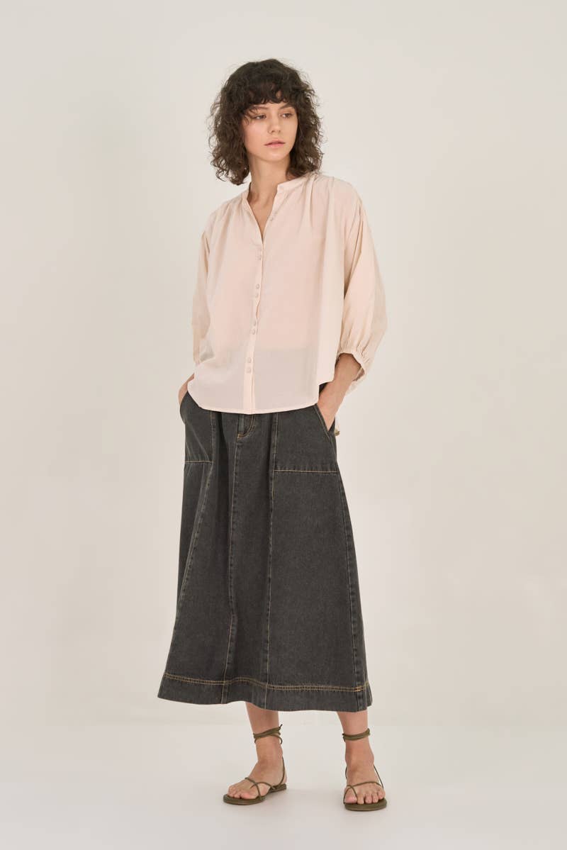 WIDE SLEEVE BLOUSE: ECRU / Contemporary / LARGE