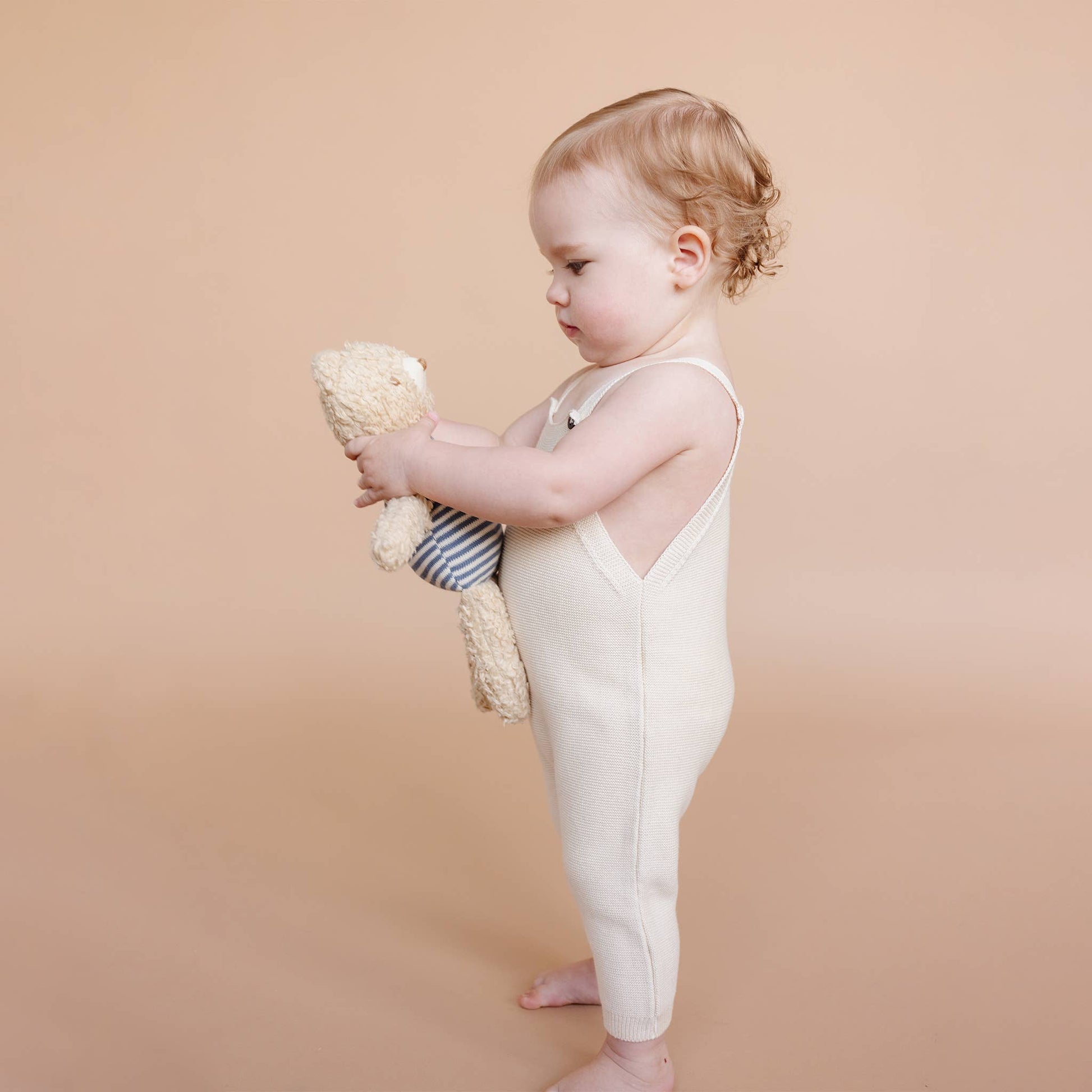 Cotton Overalls Cream Organic Baby Gift Embroidery Blanks: 3-6M