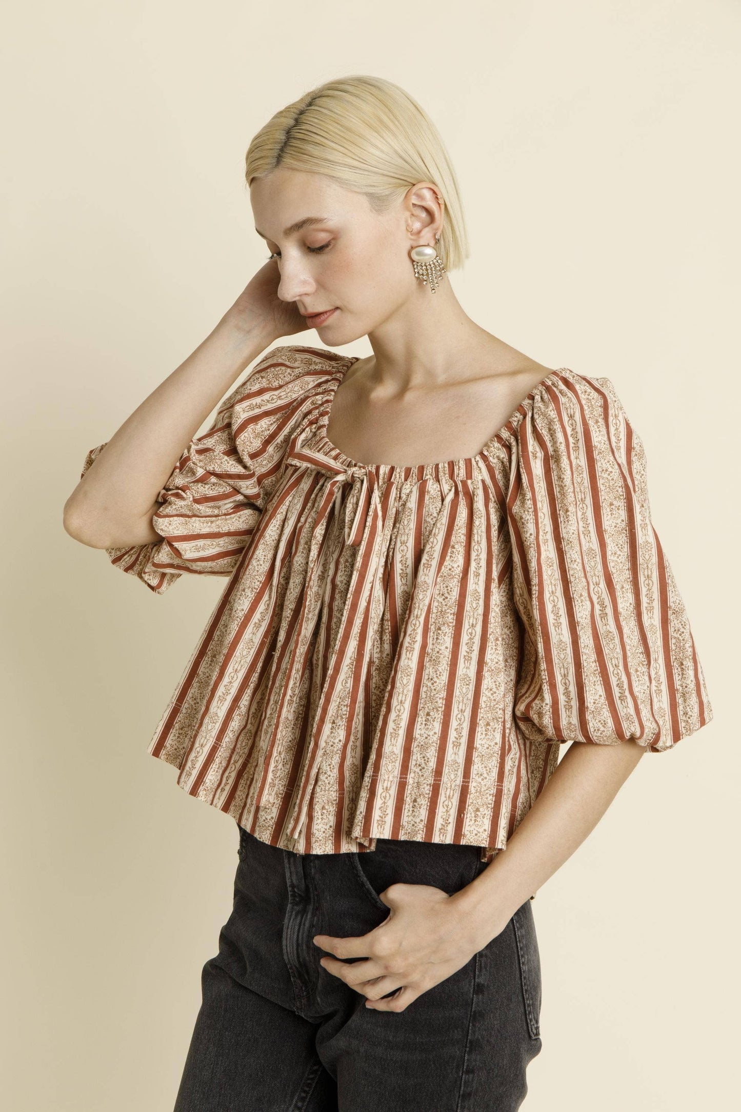 Striped Peasant Top