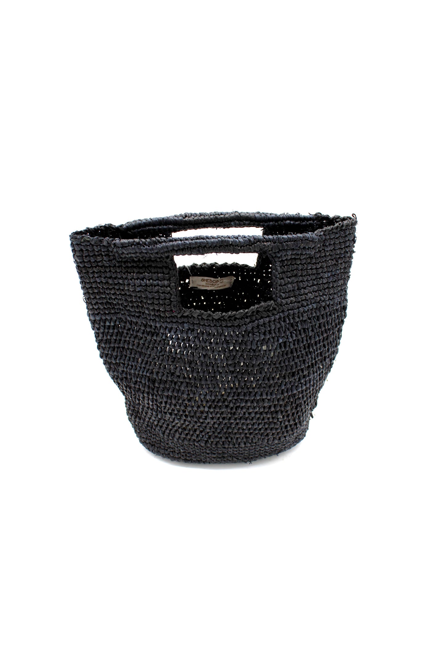 Mini Crochet Petite Straw Basket | Black
