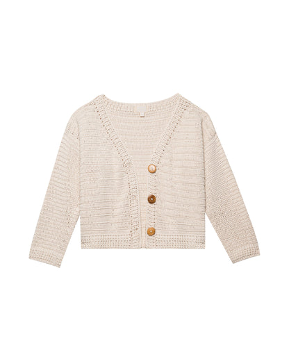 Nora Crochet Cardigan: White