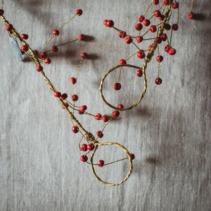 Brass Christmas Red Berry Garland