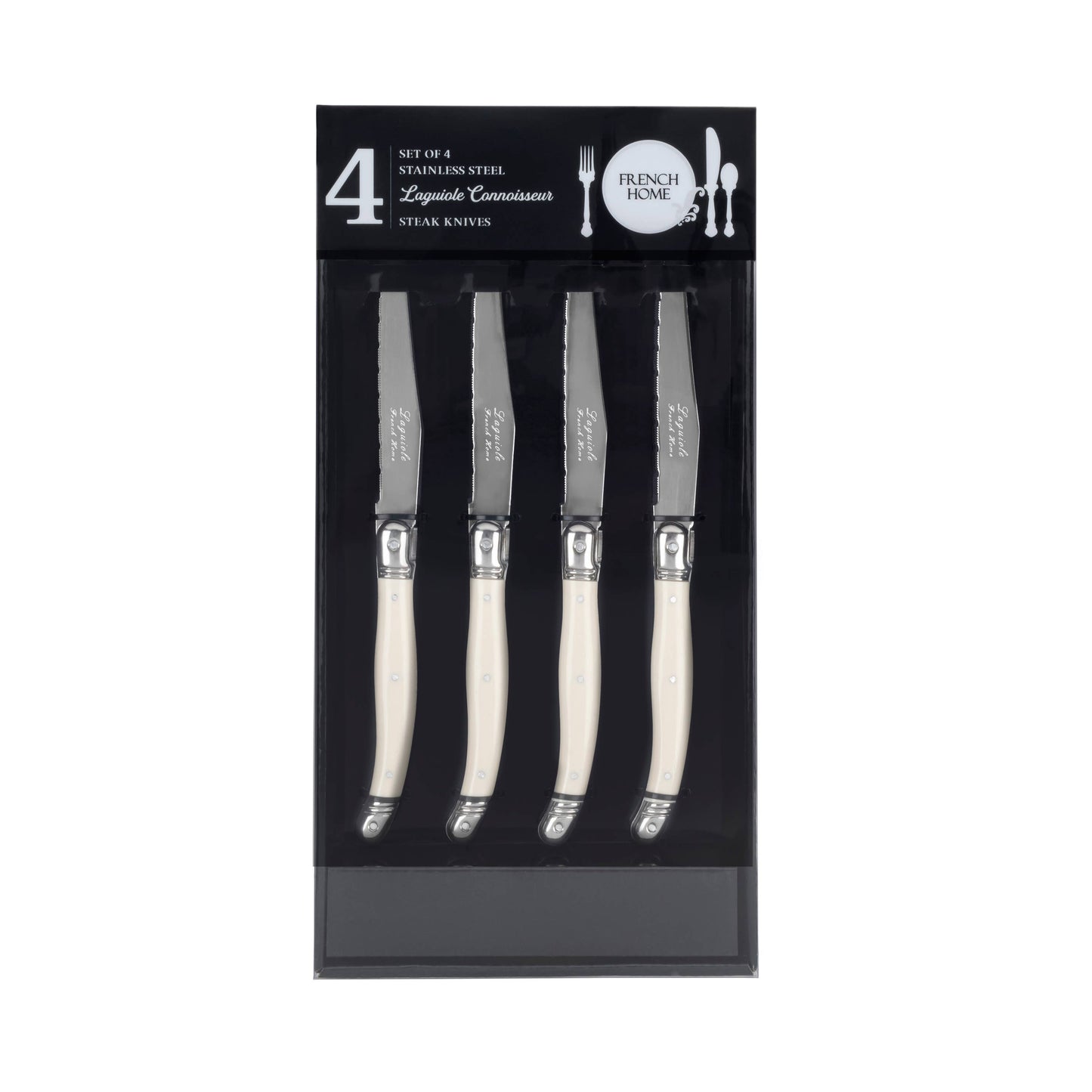 Laguiole Connoisseur 4-Piece Tortoise Steak Knife Set