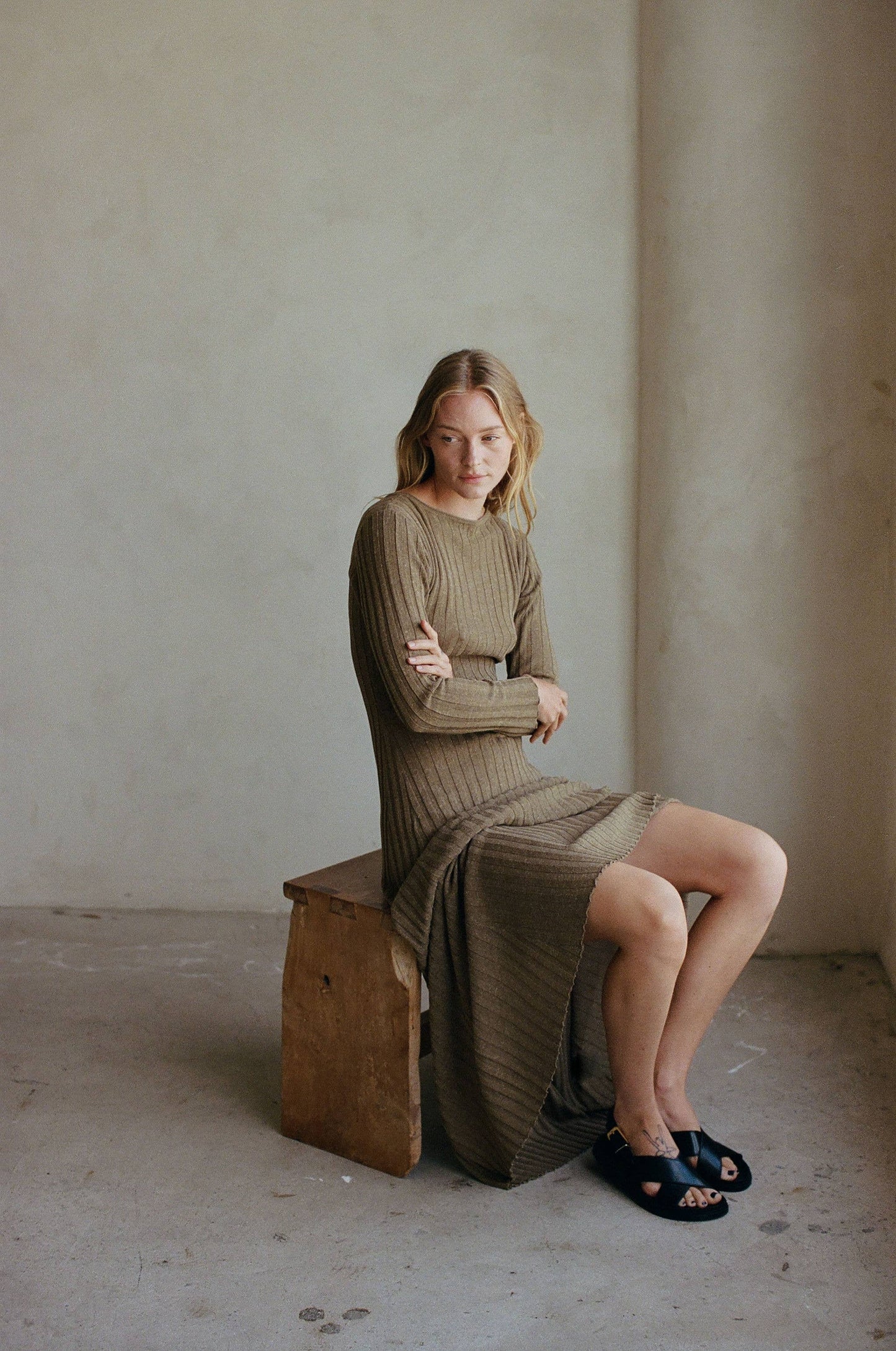 Alma  Knit Sweater Maxi | Brown