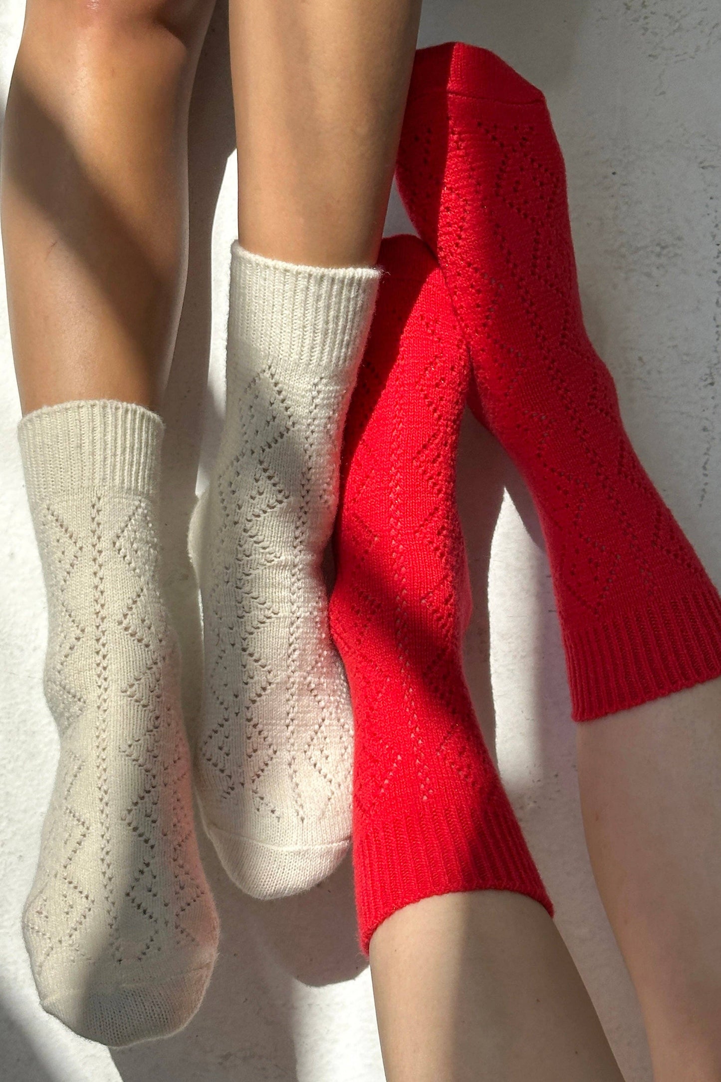 Cashmere Pointelle Socks | Red
