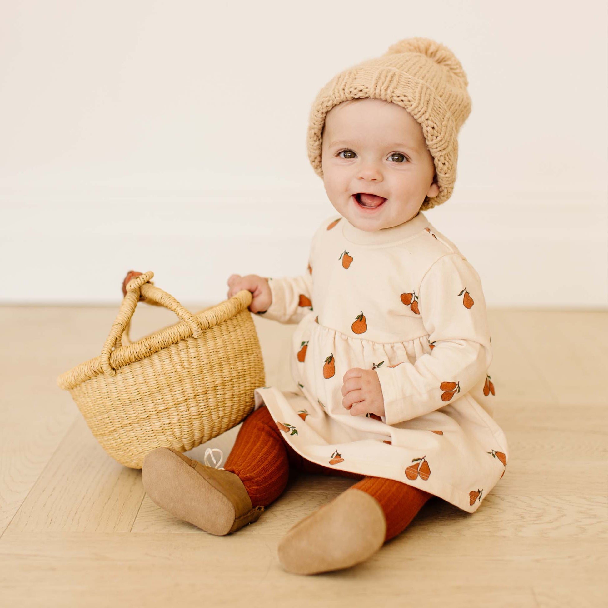 Classic Pom Hat, Latte | Kids Fall Back to School Clothing: XS; 3-6m