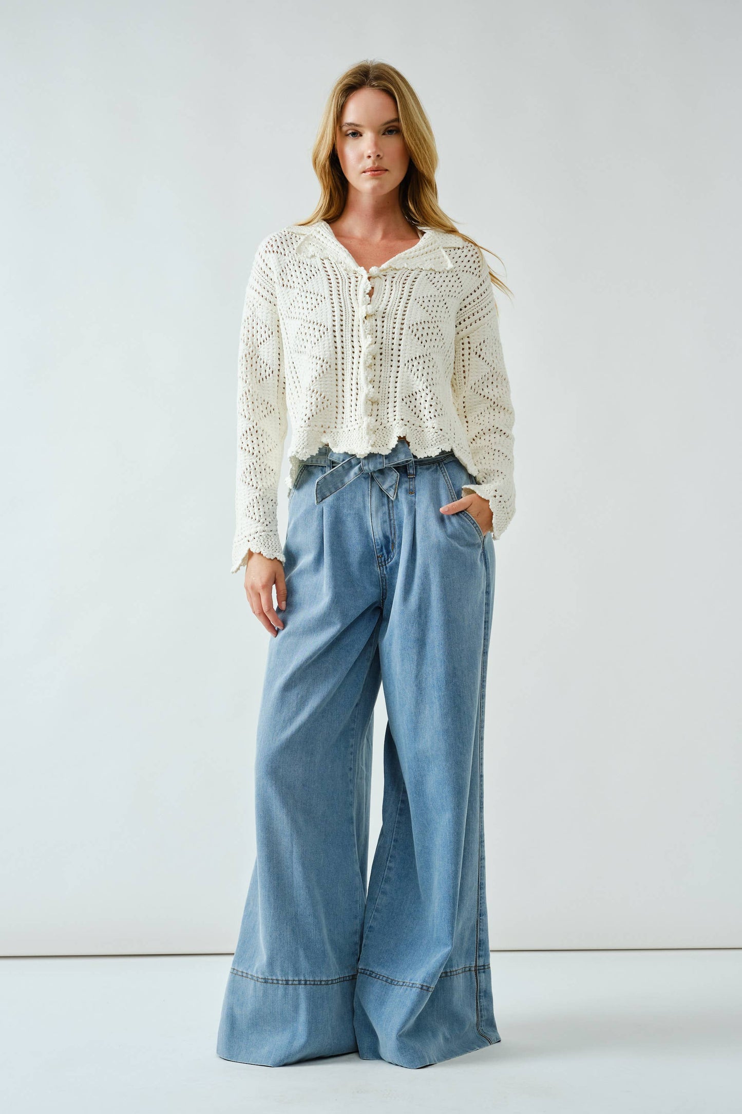 Open Knit Crochet Cardigan