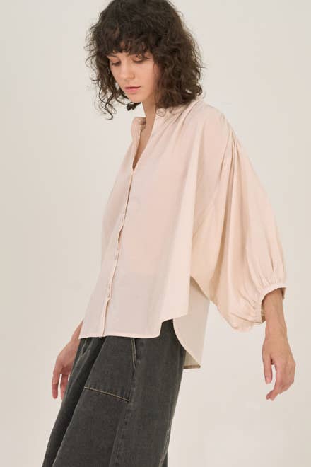 WIDE SLEEVE BLOUSE: ECRU / Contemporary / LARGE