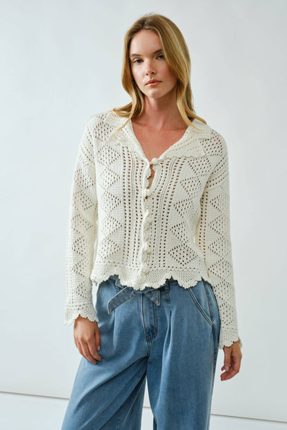 Open Knit Crochet Cardigan