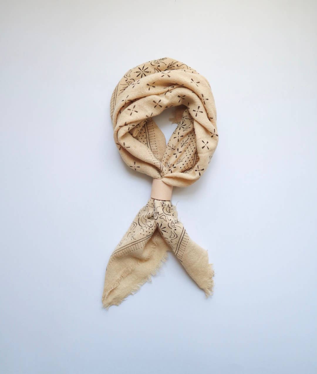 Oatmeal Classic Print Naturally Raw Silk Bandana | (black ink)