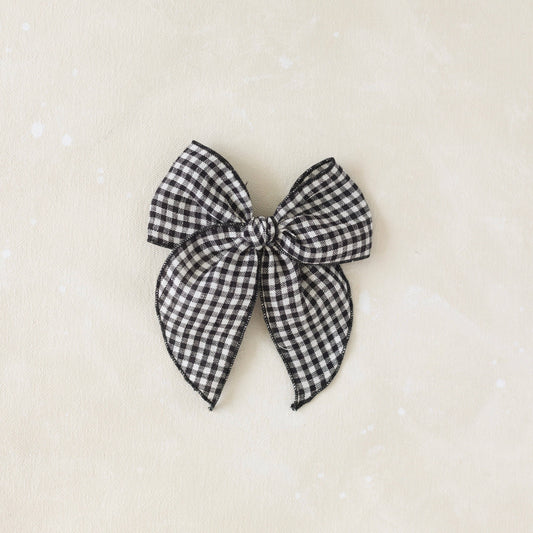 Fleur Black Gingham Bow Clip