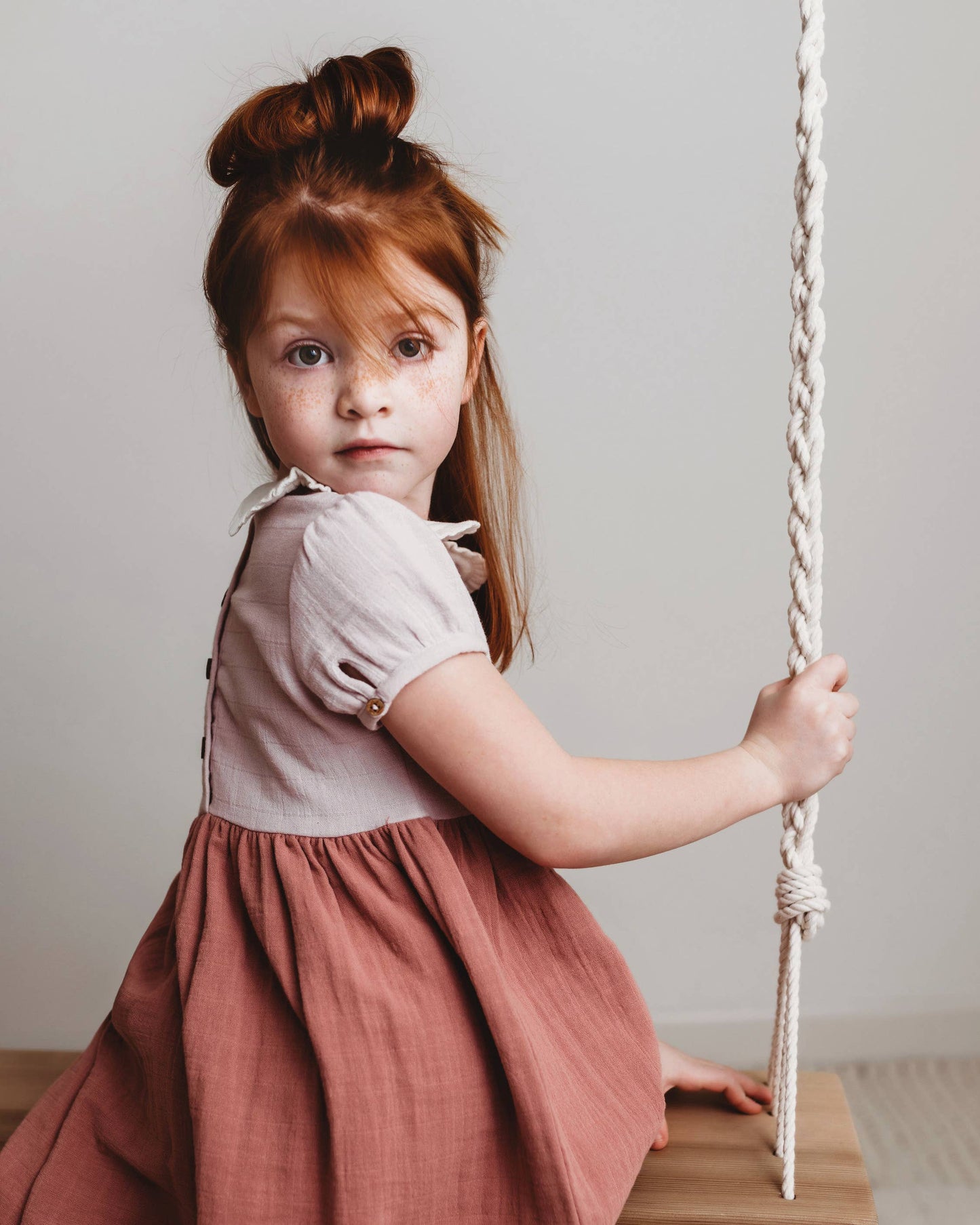 Colorblock Collar Dress- Soft Rose: 8Y